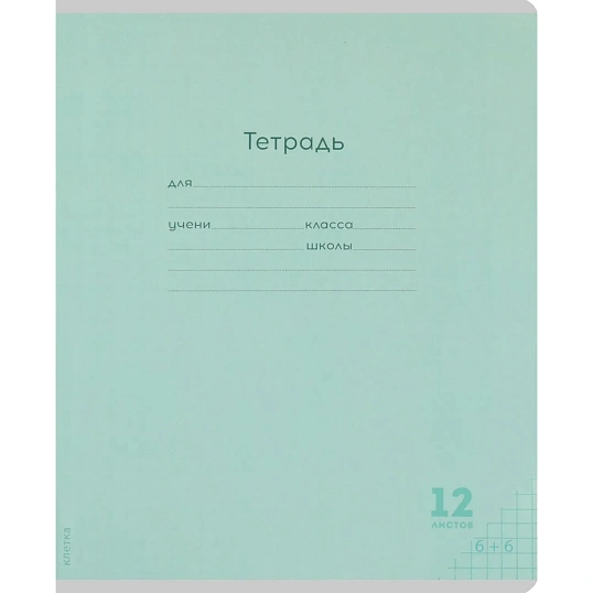 Тетрадь КЛЕТКА 12л.проз.пласт.об.plastic cover КЛАССИКА NEW ассорти,12-1407
