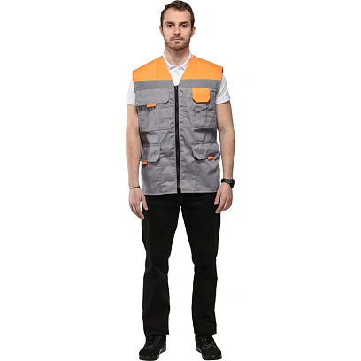 Жилет л30-ЖЛ серый/оранжевый(р.60-62) р.170-176