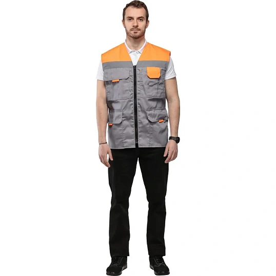 Жилет л30-ЖЛ серый/оранжевый(р.48-50) р.170-176