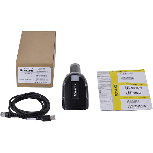 Сканер штрих кода MERTECH 2410 P2D USB, USB эмуляция RS232 black