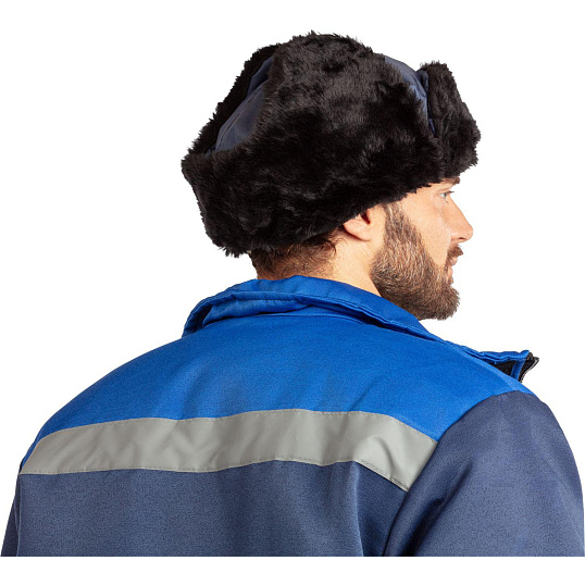 Шапка-ушанка зимняя с креплением для каски (Шап 572) т.син (р.59)