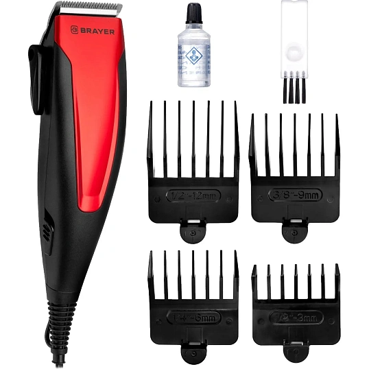 Машинка для стрижки BRAYER 3431BR сетевая. Мощ.15Вт. Стальные лезвия