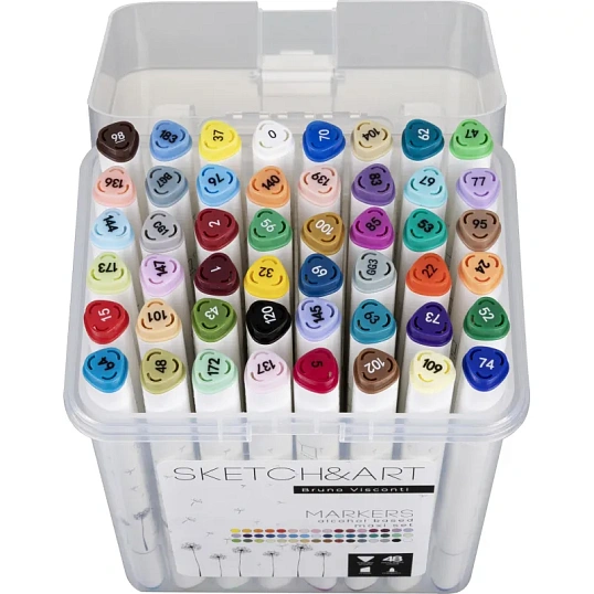 Набор маркеров ДВУС.СКЕТЧ-МАРКЕРЫSKETCH&ARTМАКСИ,48 ЦВ.ПЛАС.ПЕНАЛ,22-0079