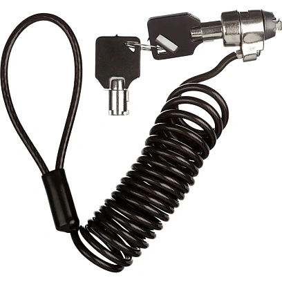 Тросик с замком для ноутбуков, с ключом, спираль, Continent, чер, NCL-103