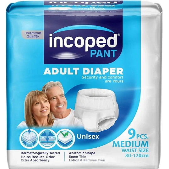Трусы впитывающие для врослых, Medium(M), Incoped 9шт/уп