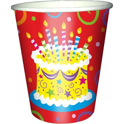 Набор стаканов бумажные 250мл Торт яркий 6шт/уп 6046309