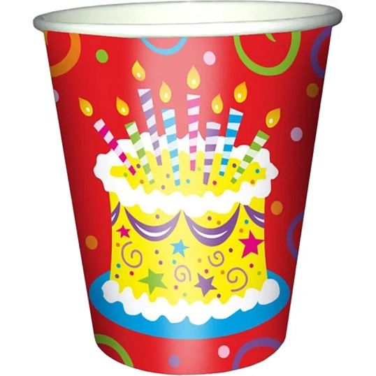 Набор стаканов бумажные 250мл Торт яркий 6шт/уп 6046309