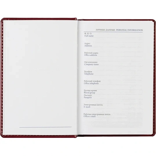 Ежедневник недатированный бордо, А6,100x150, 320стр, Agenda