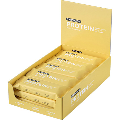 Батончик протеиновый R.A.W.LIFE орехово-фруктовый Манго пудинг, 43гx15шт/уп