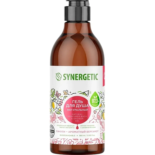 Гель для душа Synergetic Пачули и ароматный бергамот, 380мл