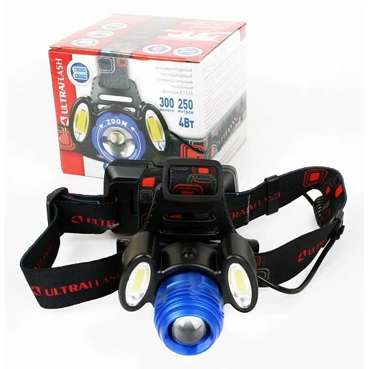 Фонарь налобный Ultraflash E1334 (акк.3,7В,3LED,4В