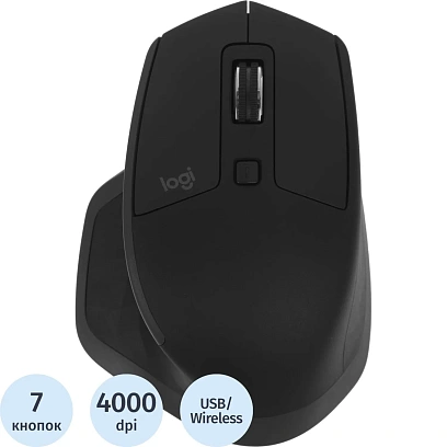Мышь компьютерная Logitech MX Master 2S черн.4000dpi BT USB 7b(910-007223)