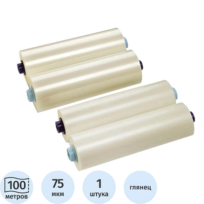 Пленка для ламинирования Bulros 305ммх100м,75мкм,25мм,глянц, рулон
