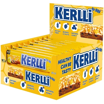Батончик SOJ KERLLI злаковый с бананом в молочном шоколаде 50г 18шт/уп