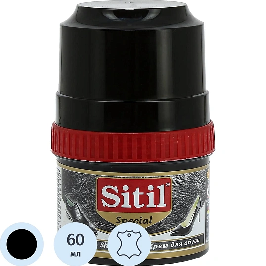 Крем для обуви Shoe Polish 60 ml,черн, крем-блеск, Sitil, 101.01 SKB