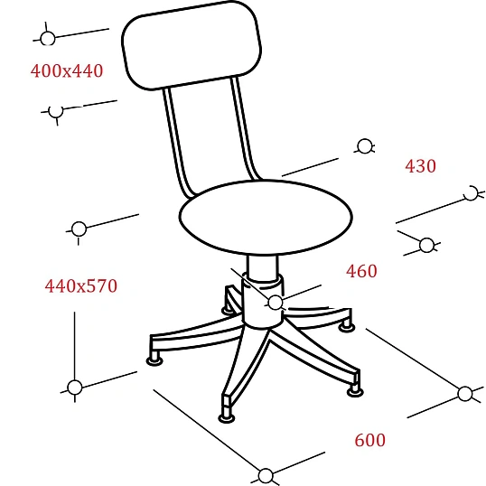 Кресло лабораторное UN_Vito gtsN3 полиур. черн. без подл., крест. пласт.