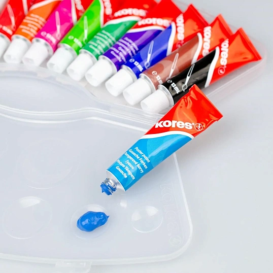 Краски темперные KoresTemperasв пластик.пенале,тюб.12 мл,12цв набор 72412