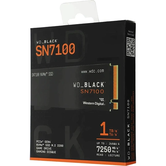 SSD накопитель WD Black SN7100 1ТБ, M.2, PCIe4x4, NVMe, M.2 (wds100t4x0e)