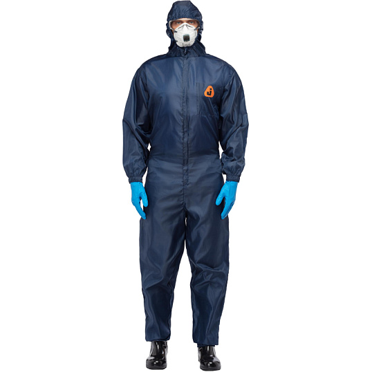 Комбинезон многоразовый защитный с капюшоном JetaSafety JPC75b синий р.М