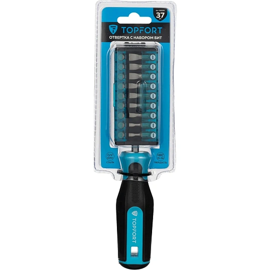 Отвертка Topfort с набором бит, 37 предметов (580137)