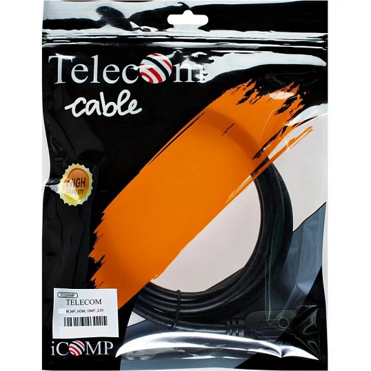 Кабель HDMI-19M-HDMI-19M ver 2.0+3D/Ethern,2 ф-ра 10m Telecom (TCG200F-10M)