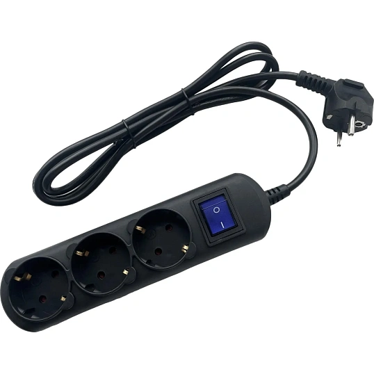 Удлинитель Power Cube 3р/1,5 м с/з с выкл 16А черн (PC-7B-1,5M)