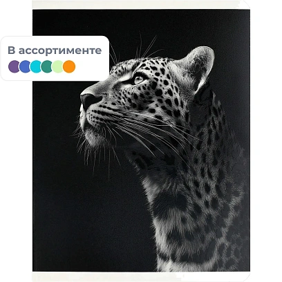 Тетрадь 48 л, клетка  МОНОХРОМНЫЙ ЛЕОПАРД  А5+, в ассорт/70925