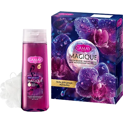 Подарочный набор Camay Magique для женщин гель для душа250мл+мочалка