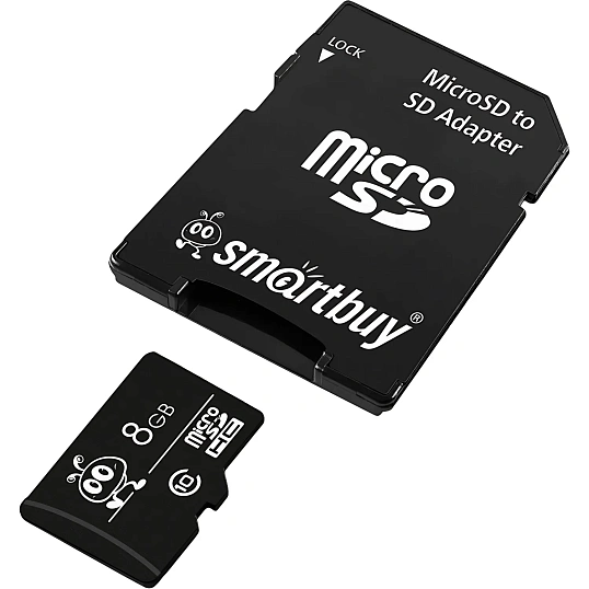 Карта памяти Smartbuy (SB8GBSDCL10-01)micro SDHC 8GB Сl.10 (с ад. SD)