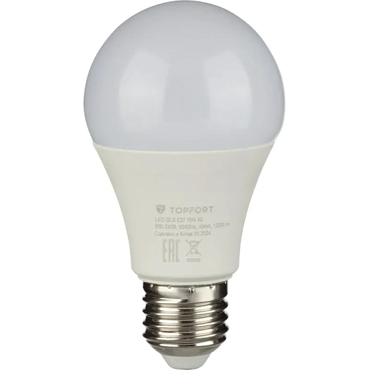 Лампа светодиодная Topfort E27 15W 4000K груша