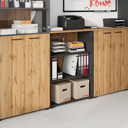 Стеллаж для документов низкий К-Loft 241H011 выс 1080 дуб натур./графит