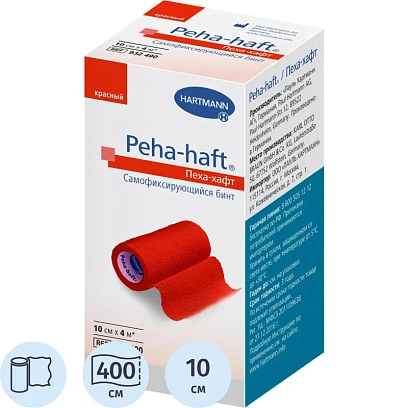 Бинт самофикс эласт 4 м х 10 см, красный, PEHA-HAFT 9324902