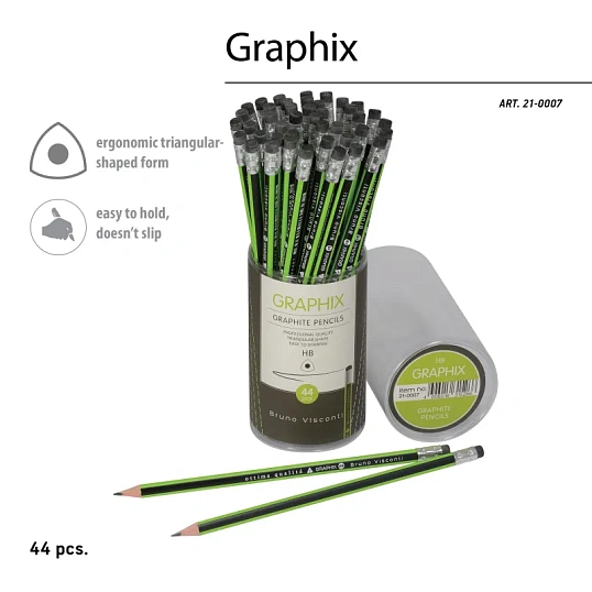 Карандаш чернографитный BV Graphix с ластиком НВ 21-0007