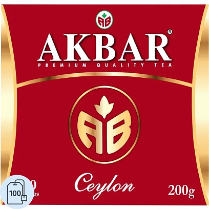 Чай Akbar Ceylon черный, 100 пакx2гр/уп