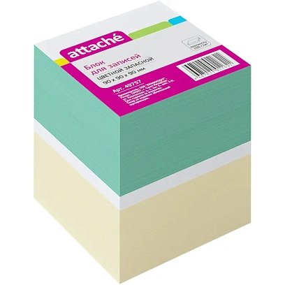Блок для записей ATTACHE запасной 9х9х9 цветной блок 80г