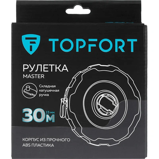 Рулетка геодезическая TOPFORT Master 30 м х 15 мм в прорезин корп (2019130)