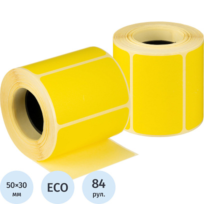 Термоэтикетки ЭКО 50х30, 400шт/рул, желт.,вт.25,84рул/уп(КТ)