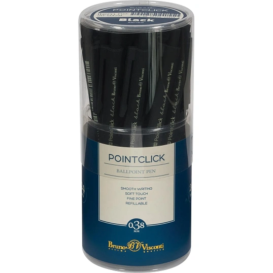 Ручка шариковая автомат. BV PointClick.BLACK 0,38мм, синяя, 20-0378