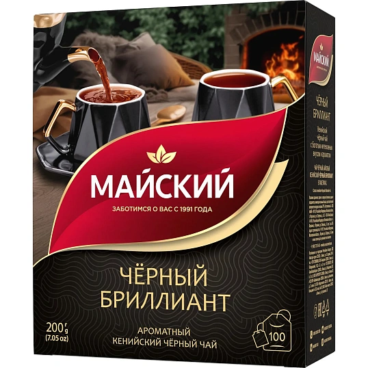Чай Майский Черный Бриллиант, черный, 100пакx2г