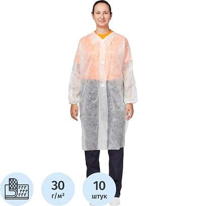 Халат на липучках (30 гр) XXXL белый (10 шт/упак)