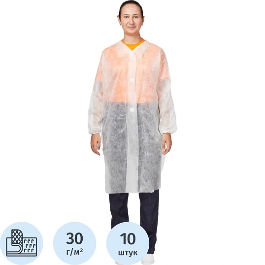Халат на липучках (30 гр) XXXL белый (10 шт/упак)