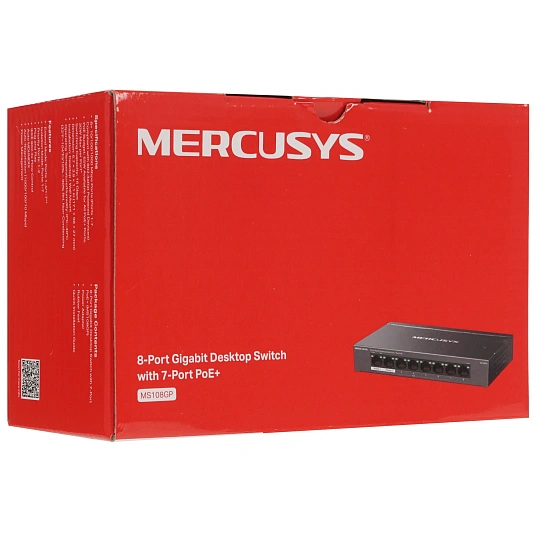 Коммутатор неуправляемый Mercusys MS108GP (L2) 8x1Гбит/с 7PoE+ 65W
