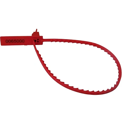 Пломба пластиковая номерная, одноразовая, 200мм, красные, узк. 1000 шт/уп