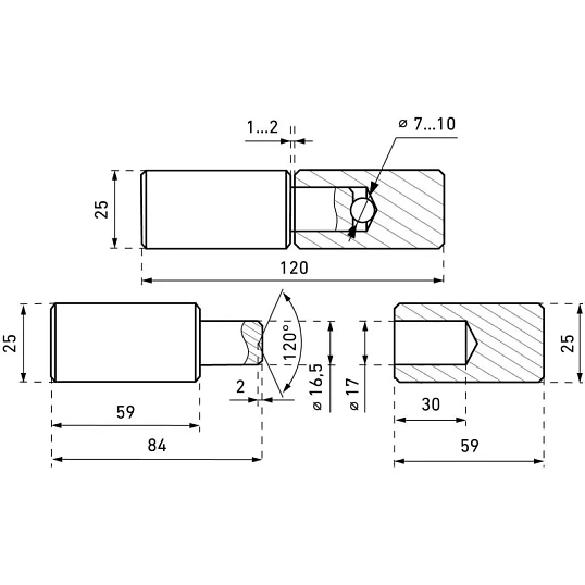 Петля _УЗК_Киров Секрет ПГ-25 (25х120)шар-пет п/сварку с шар(16919) инд уп