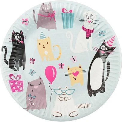 Набор тарелок бумажные Кошки 18см 6шт/уп 6060398