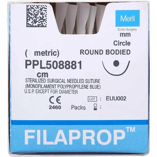 Шовный материал нить USP 3-0 (метрик 2)х75см синий, игла 22ммx1/2, 12шт/уп