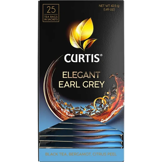 Чай Curtis Elegant Earl Grey черный, аромат, мелкий лист, 25 сашет