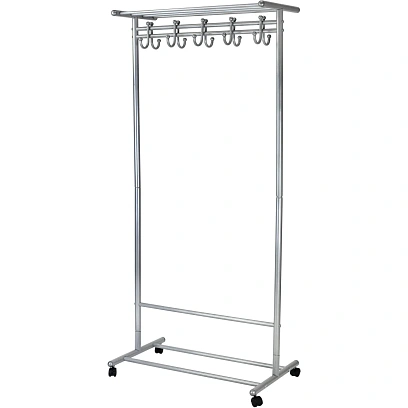 Вешалка МЕ_напольная М 9 с крючками (8209),колеса, металлик