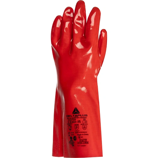 Перчатки DELTA PLUS PVC733510 ПВХ КЩС цв.красный р.10