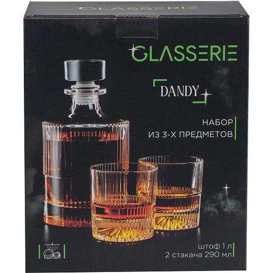 Набор DANDY(штоф 1л+2 стакана для виски 290мл)